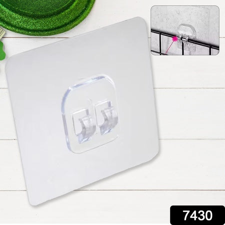 Household Self Adhesive Wall Hooks Punch-Free Wall-Mounted Hook Seamless Transparent No Nails Drill Waterproof Hooks For Bathroom Kitchen Home (1 Pc)