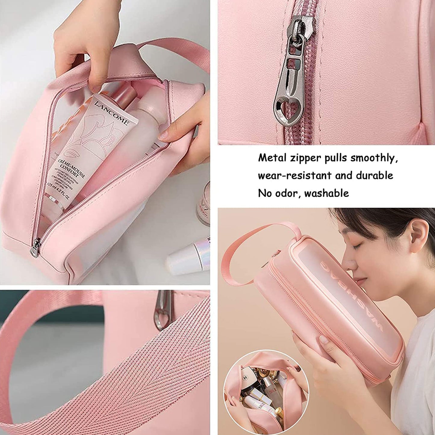 Cosmetic Pouch Make Up Bag For Home  Travel Toiletry Bag For Cosmetics Brushes Accessories Set Of 3 Small Medium  Big - Wash Bag