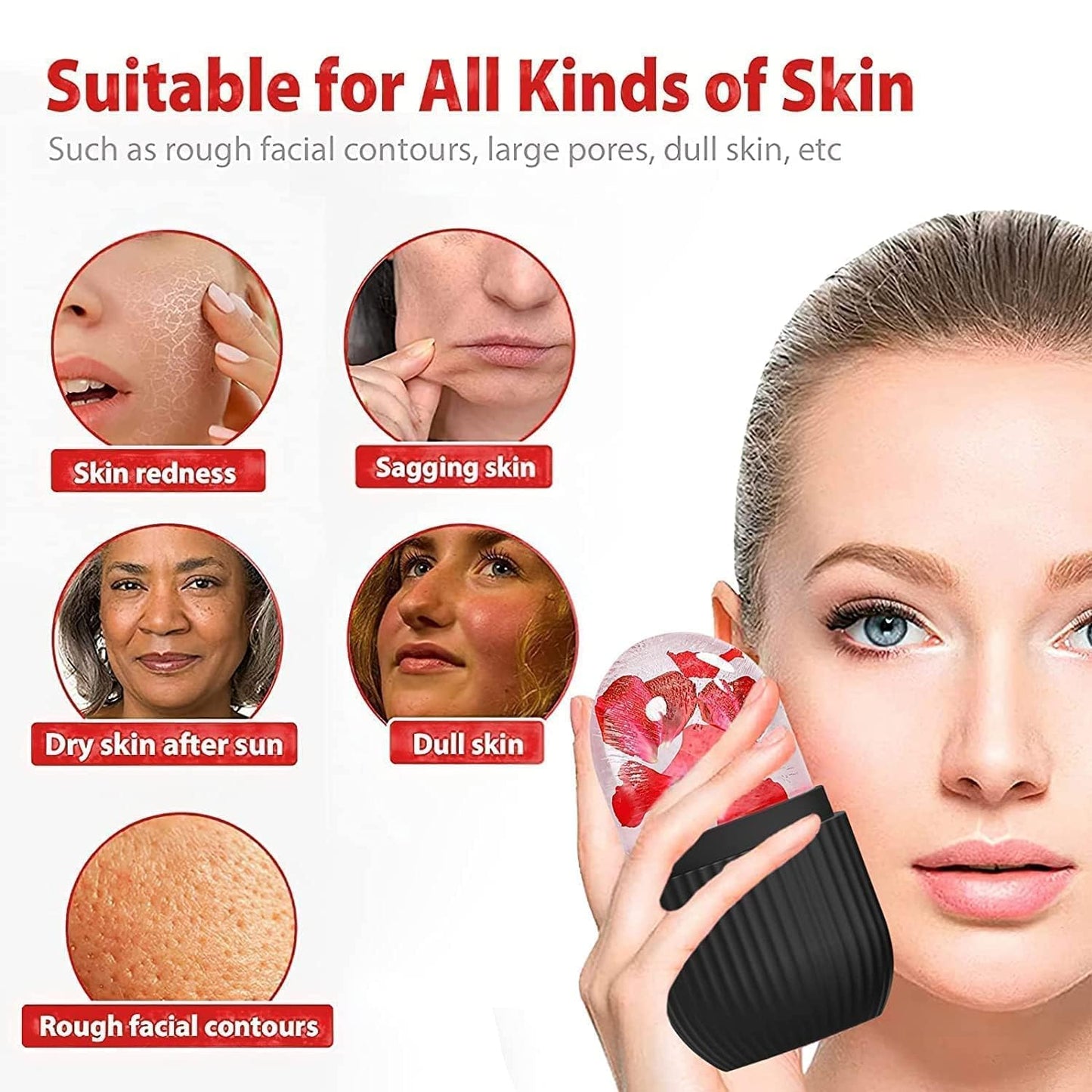 Face Ice Roller  Ice Roller For Face  Ice Roller For Face Massager  Face Ice Treatment Reduce Face Swelling And Under Eye Puffiness (Black)