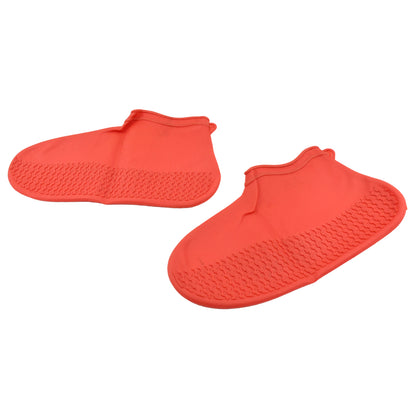 Non-Slip Silicone Rain Reusable Anti Skid Waterproof Fordable Boot Shoe Cover (Medium Size  1 Pair  Red)