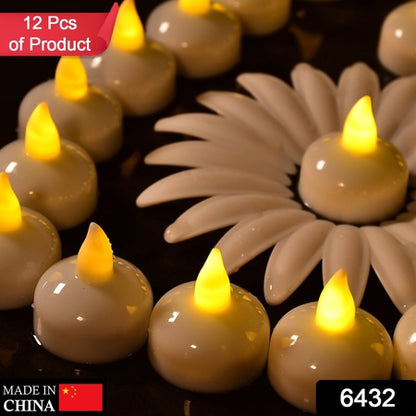 Set Of 12 Flameless Floating Candles Battery Operated Tea Lights Tealight Candle - Decorative Wedding.