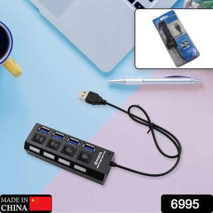 4 Port Usb Hub Usb 2.0 Hub Splitter High Speed With Onoff Switch Multi Led Adapter Compatible With Tablet Laptop Computer Notebook