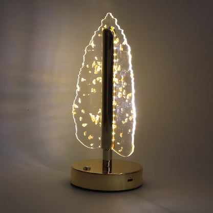 Premium Golden Crystal Leaf-Shaped Led Table Lamp (1 Pc)