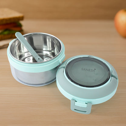 Ganesh Tiara 400Ml Stainless Steel Insulated Lunch Box With Leakproof Lid  Folding Spoon