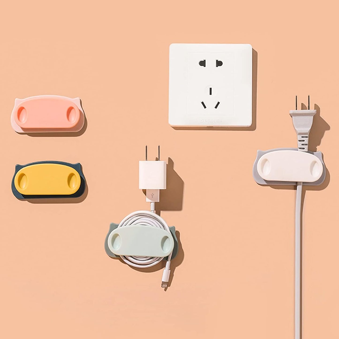 Pig Plug Wire Organizer Cable Holder Clips With Self-Adhesive Pad (4 Pcs Set)