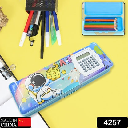 Double Sided Magnetic Geometry Box Pencil Box With Calculator For Boys Art Plastic Pencil Box  For Girls And Boys