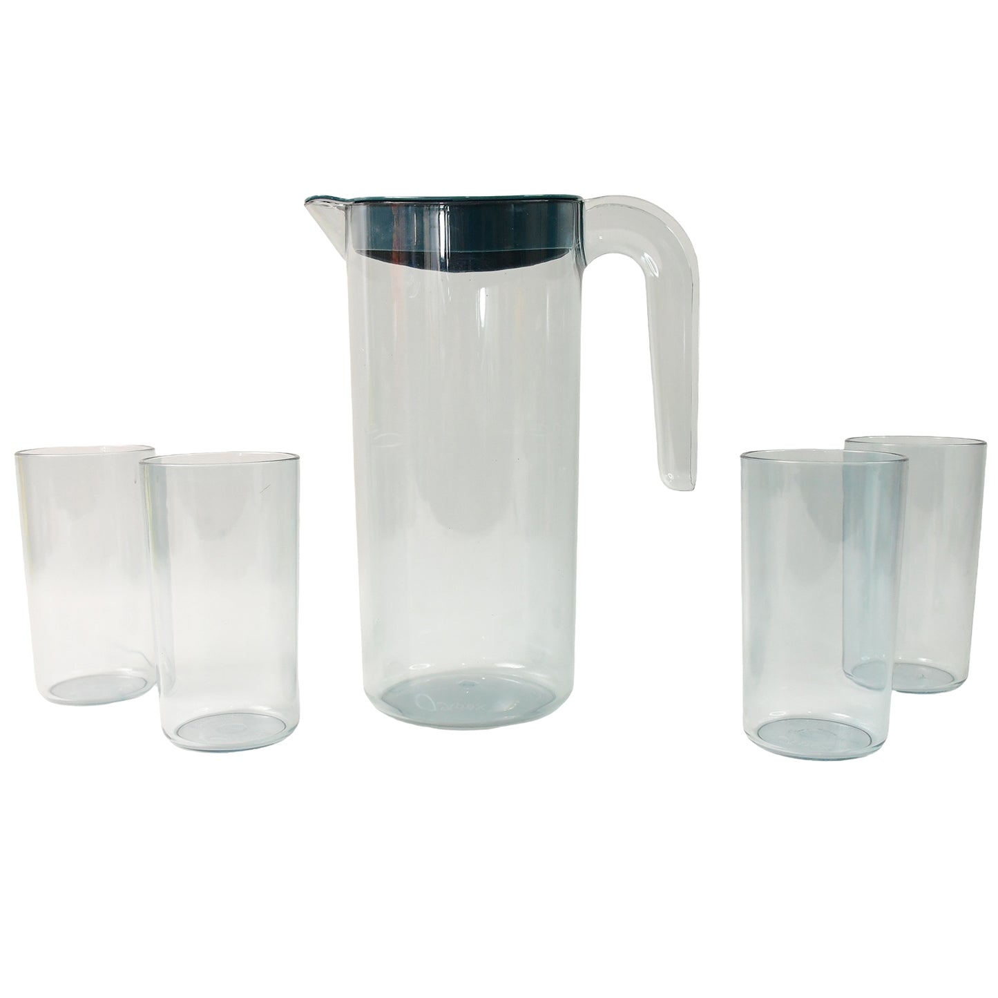 Apexcrystal Premium Jug With Lid  4 Pcs Glass (1500 Ml  300 Ml Approx  5 Pcs Set)