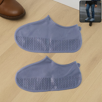 Grey Non-Slip Silicone Rain Reusable Anti Skid Waterproof Fordable Boot Shoe Cover (1 Pair )