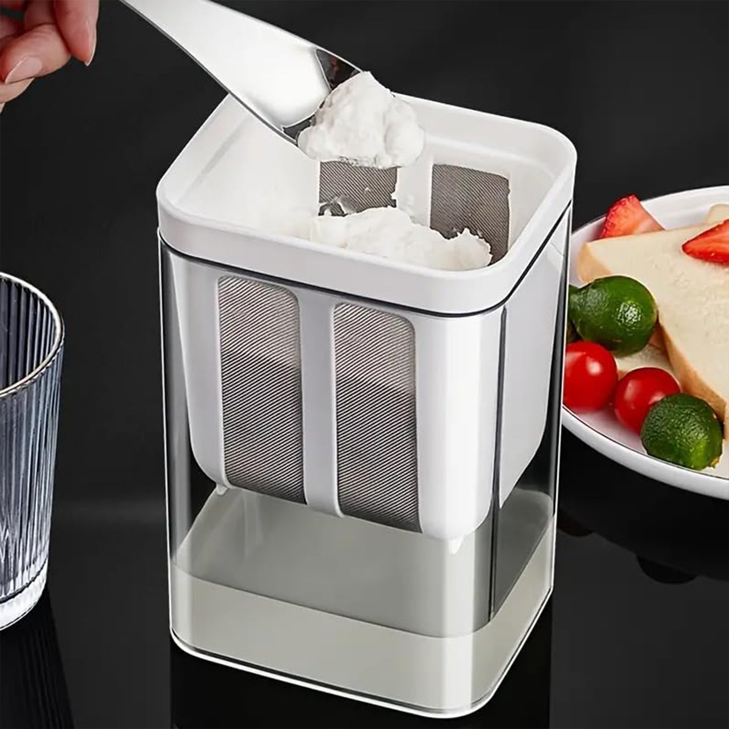 2 In1 Multifunctional Yogurt Strainer With Storage Container  1100 Ml (1 Set)