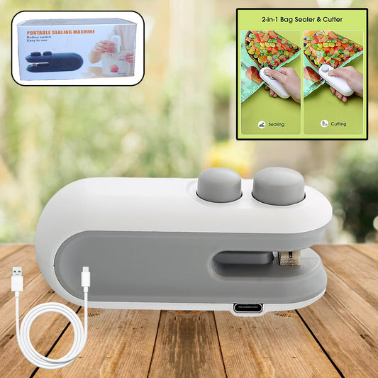 Mini Bag Sealer 2 In 1 Seal  Cutter Heat Sealers Type-C Usb Charging Portable Bag Reseller Handle Food Sealer Sealing Machine For Food Storage Plastic Bags Snacks Keep Food Fresh