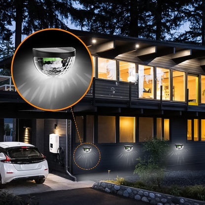 6 Ledsolar Powered Wall Mount Fence Light With Honeycomb Shade Design (2 Pc Set)