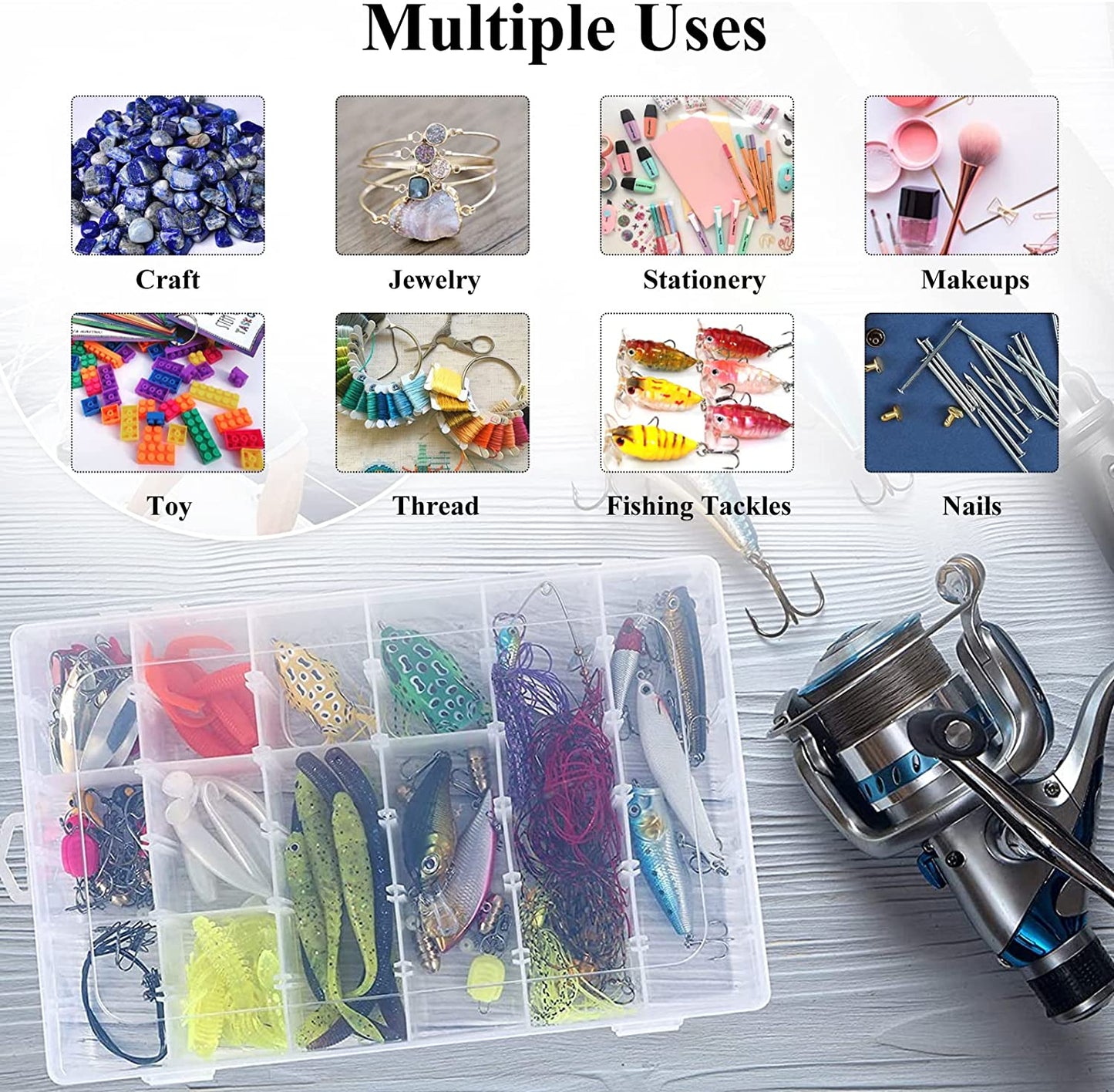 36 Grids Clear Plastic Organizer Jewelry Storage Box With Adjustable Dividers Transparent Organizer Box (1Pc)