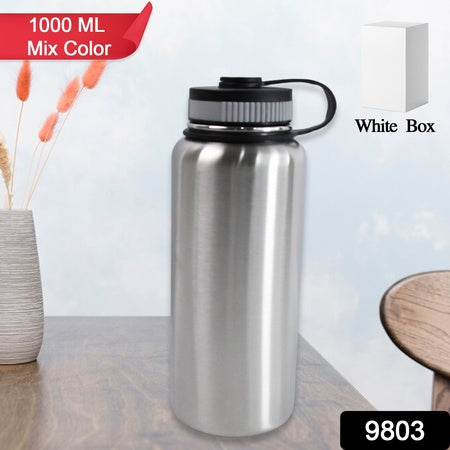 Stainless Steel Double Wall Vacuum-Insulated Drink Water Bottle (1000 Ml  Mix Color)
