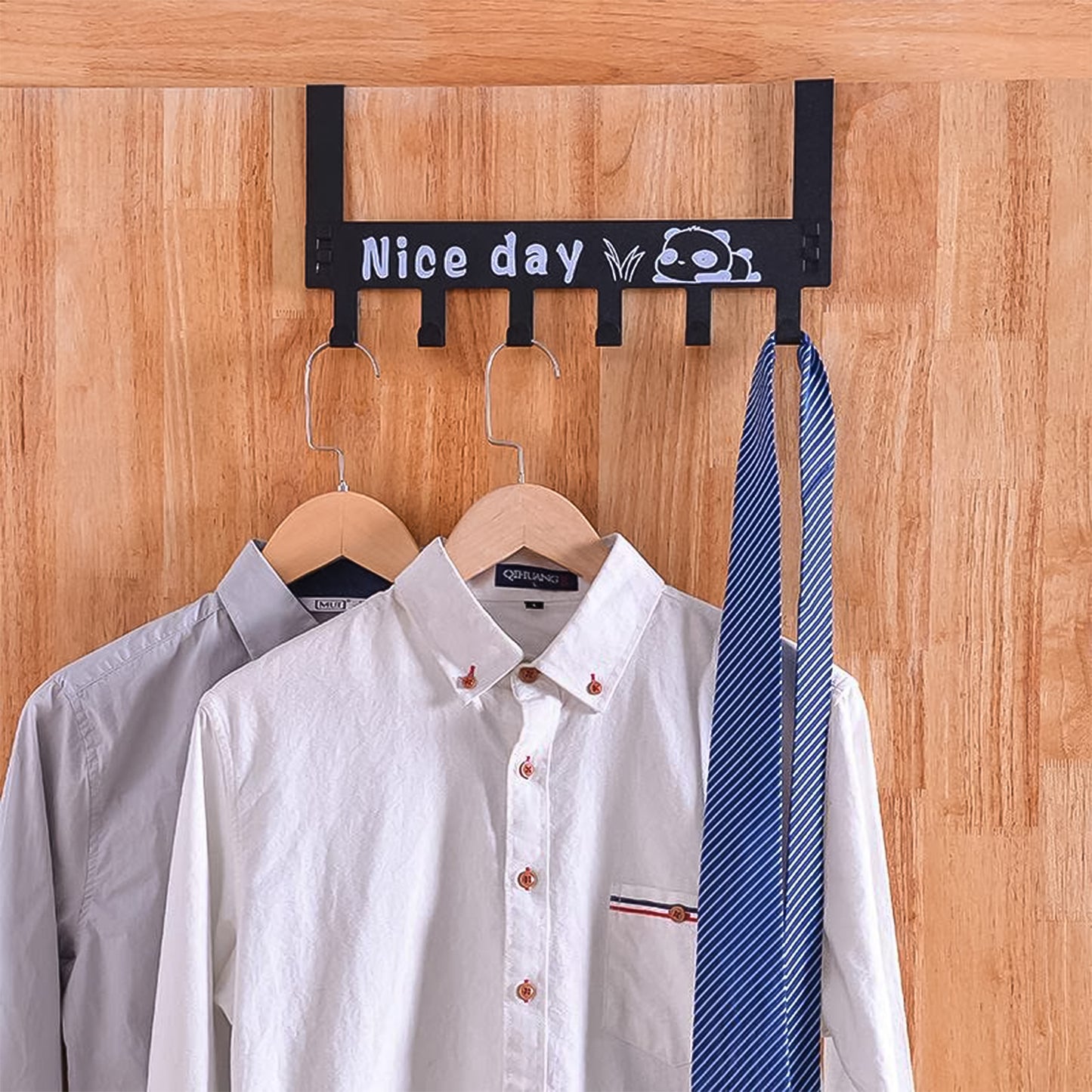 Heavy-Duty Carbon Steel Door Hook Hanger Rack (1 Pc  6 Hook  Black)
