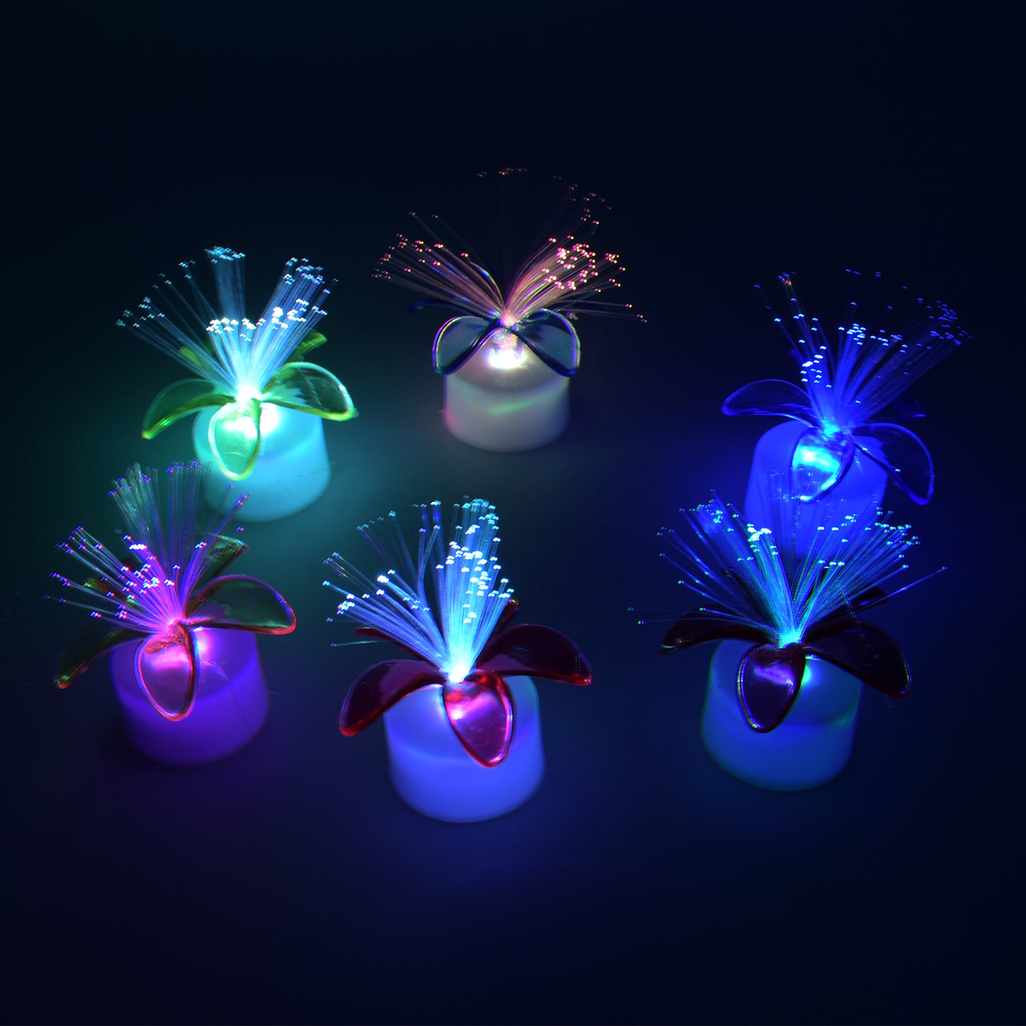 Fiber Optic Light Mini Color Change Led Table Centerpieces  Light Up Candle - Pack Of 6