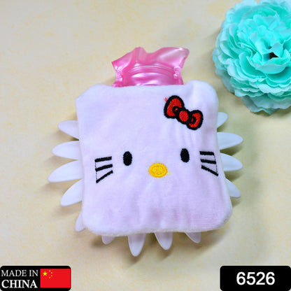 White Hello Kitty Small Hot Water Bag With Cover For Pain Relief Neck Shoulder Pain And Hand Feet Warmer Menstrual Cramps.