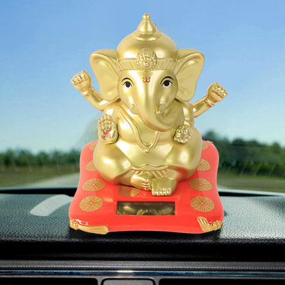 Decorative Religious Large Lord Ganesha Idol With Solar-Powered Base (1 Pc)
