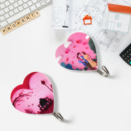 Multipurpose Strong Heart Shape Hook Self-Adhesive Hooks (2 Pc Set)