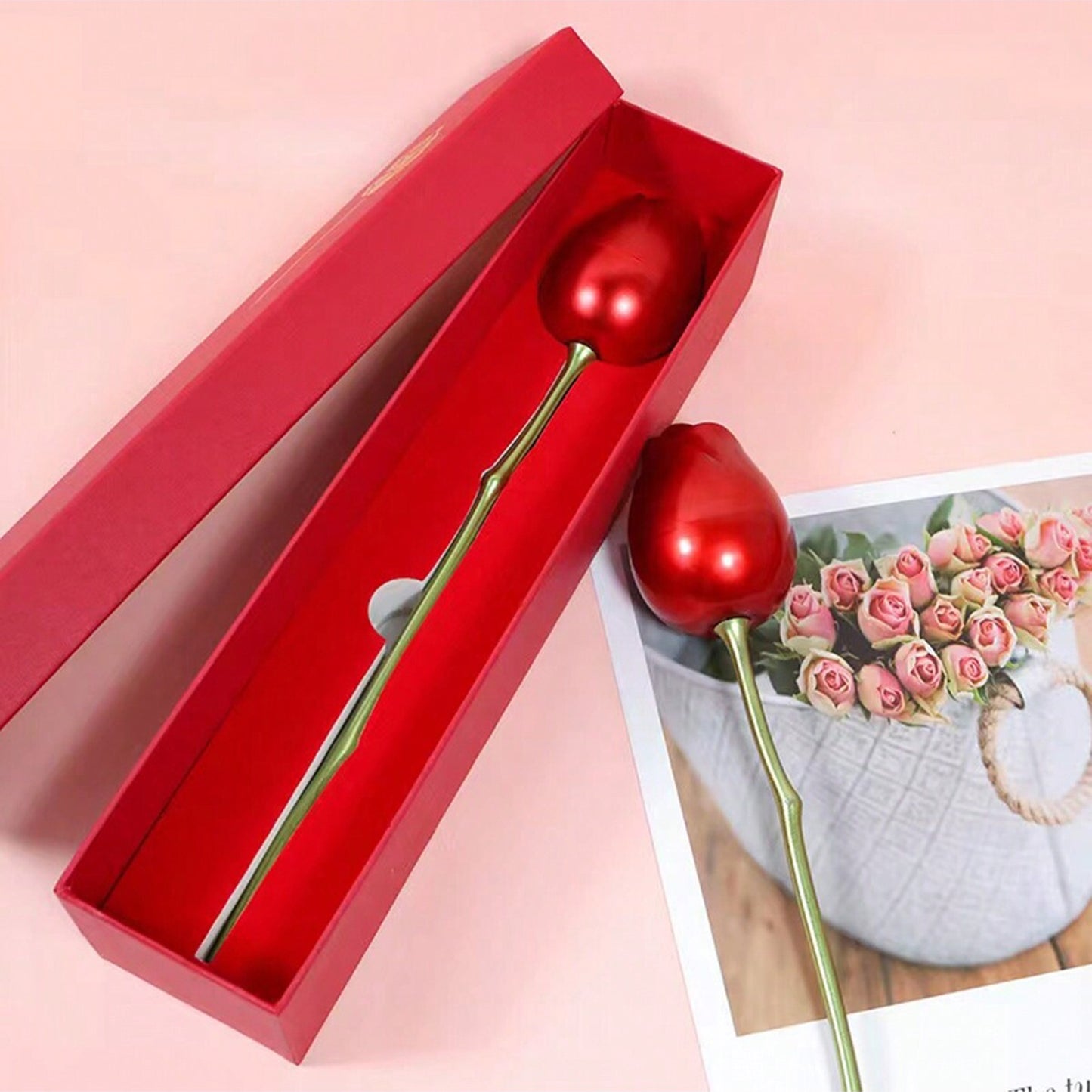 Metalred Rose Couple Jewelry Box-Fancy Jewelry Box (1 Pc)