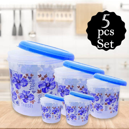 Plastic Transparent Container Air Tight Dabba Set (3000Ml 2000Ml 1000Ml 750Ml 500Ml)