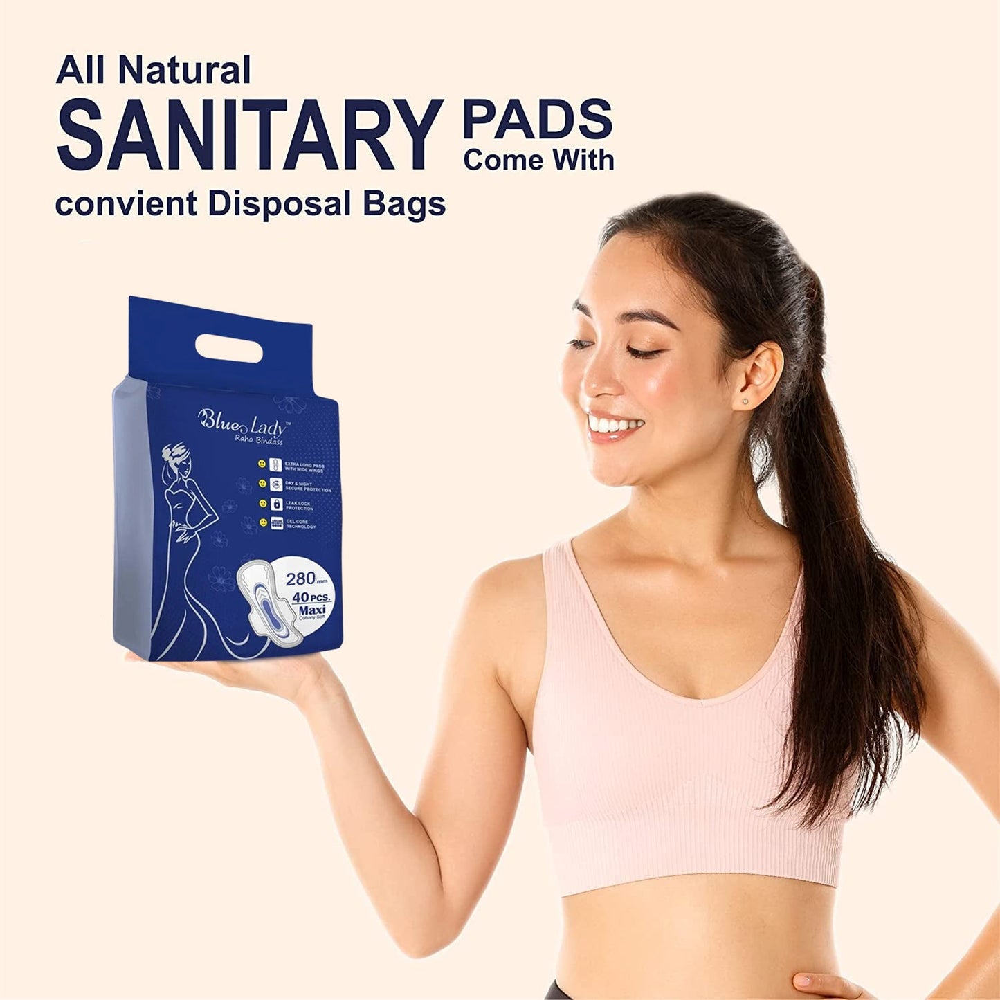 Bluelady Extra Long Pads With Wides Wings Sanitary Pads  320 Mm 40-Pack