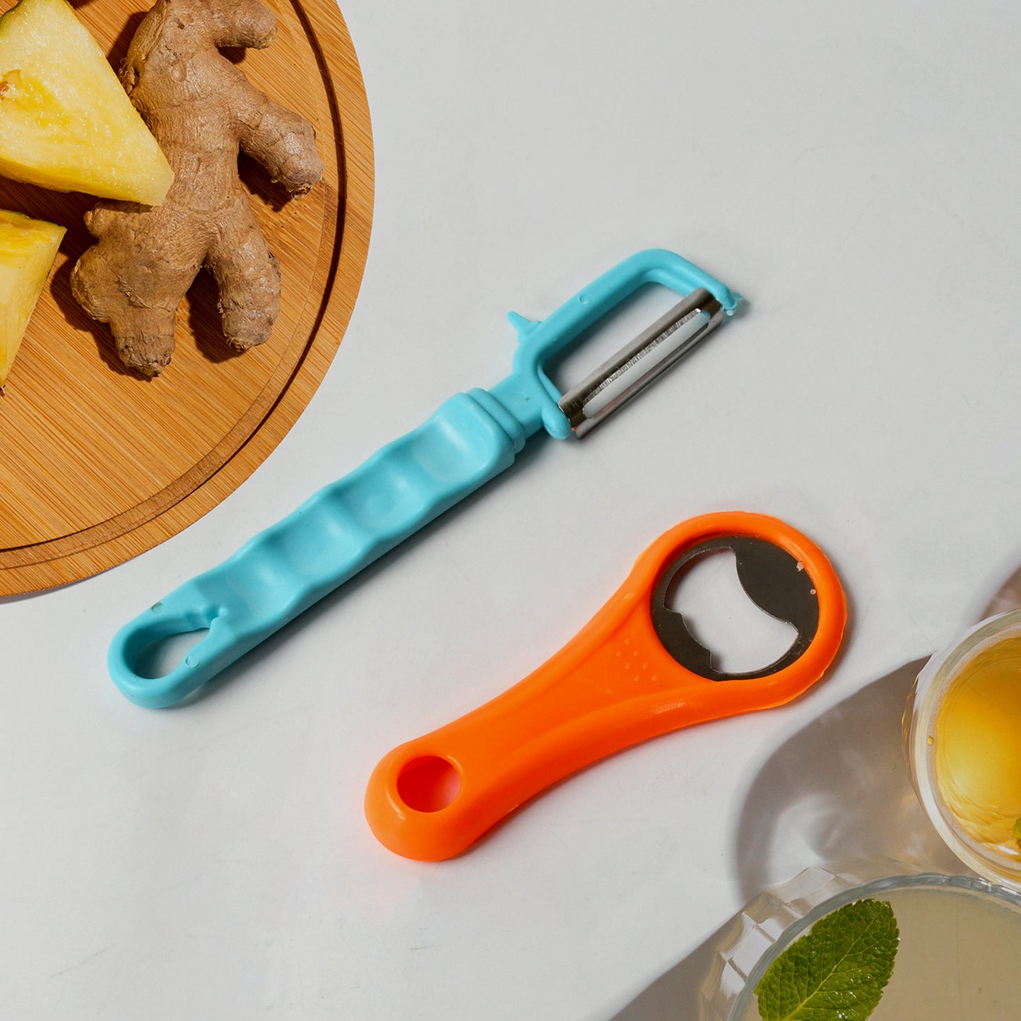 Vegetable Fruit Peelers Slicer  Bottle Opener Kitchen Peeler For Veggie Fruit Potato Carrot Bottle Opener With Plastic Handle Bottle Openers Wine Bottle Opener Cold Drink Bottle Opener (2Pc)