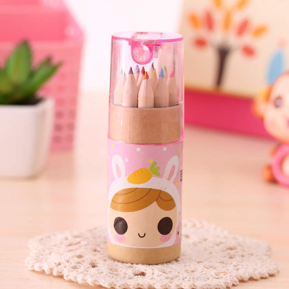 12 Colouring Pencils Kids Set Pencils Sharpener Mini Drawing Colored Pencils With Sharpener Kawaii Manual Pencil Cutter Coloring Pencil Accessory School Supplies For Kid Artists Writing Sketching