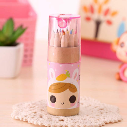 12 Colouring Pencils Kids Set Pencils Sharpener Mini Drawing Colored Pencils With Sharpener Kawaii Manual Pencil Cutter Coloring Pencil Accessory School Supplies For Kid Artists Writing Sketching
