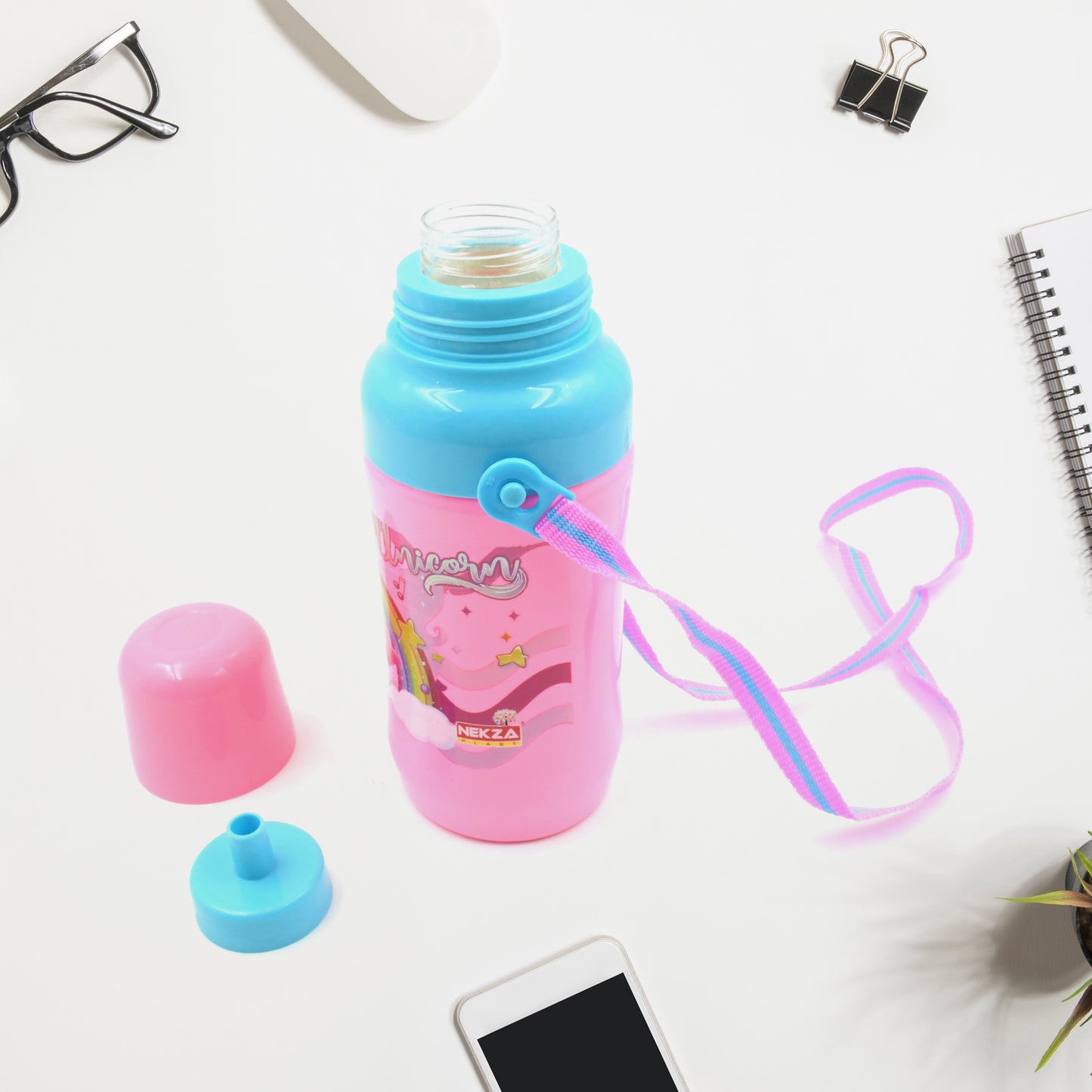 Plastic Sports Insulated Water Bottle With Dori  Straw Easy To Carry High Quality Water Bottle Bpa-Free  Leak-Proof For Kids School For Fridge Office Sports School Gym Yoga (1 Pc 500Ml)
