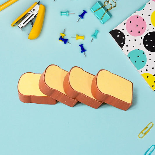 3D Toast Bread Shape Eraser For Kids Cartoons Erasers Toast Bread Erasers Bread Shaped Eraser For Students Gift Cute Fun Food Pencil Erasers For School Classroom Stationery For Boys  Girls (4 Pcs Set)