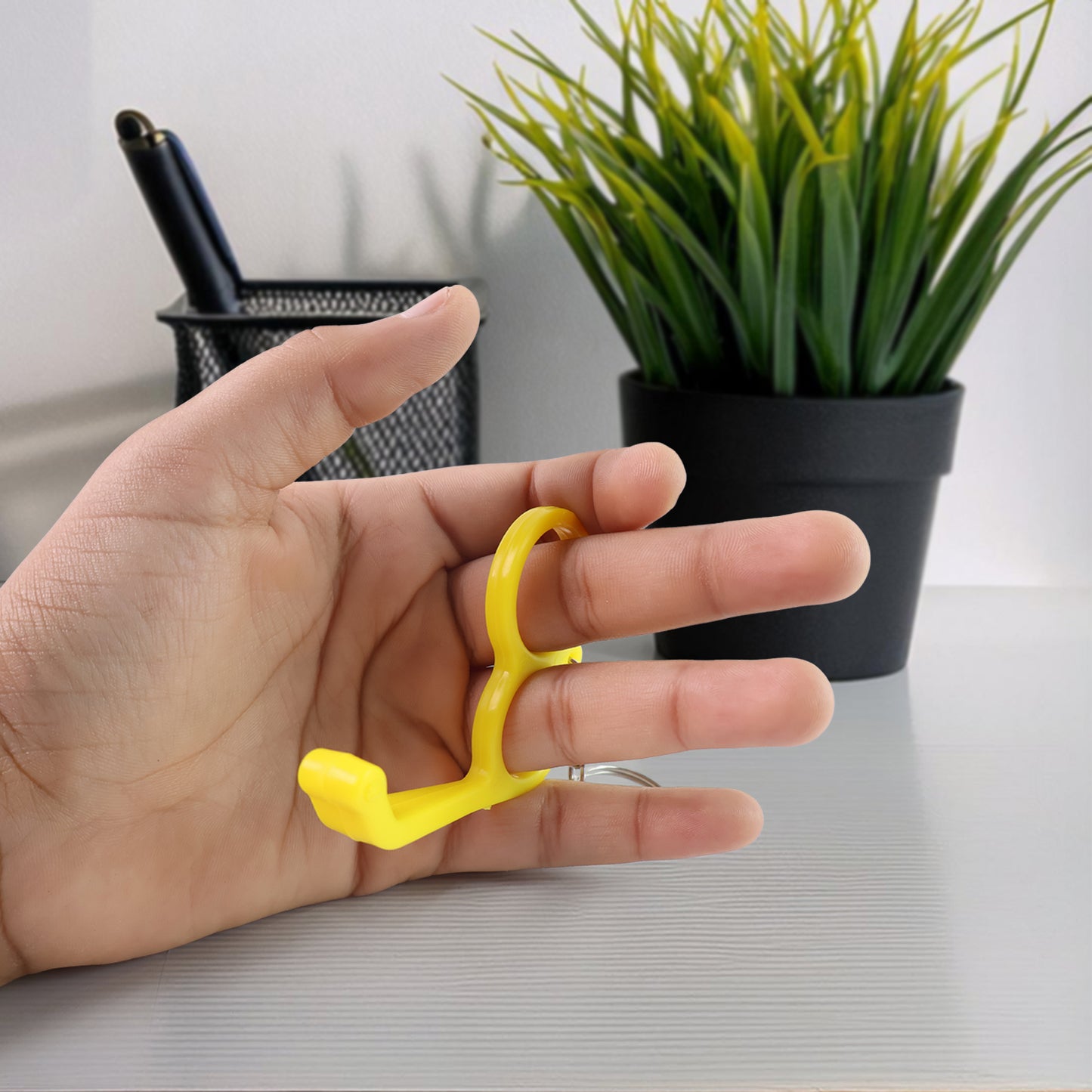 2-In-1 Plastic Dual-Finger Mobile Stand Cum Keyring  (1 Pc Mixed Color)
