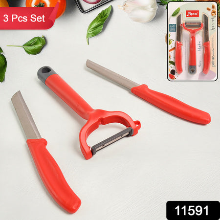 Apex3-Piece Stainless Steel Kitchen Knife And Peeler Set