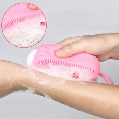 Silicone Super Soft Silicone Bath Brush Double-Sided Body Scrubber Brush For Deep Cleasing Exfoliating Ultra-Soft Scrubber(1 Pc)