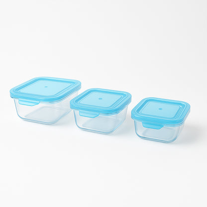 Premium Quality 3-Piece Square Glass Food Storage Container  Bowl Set