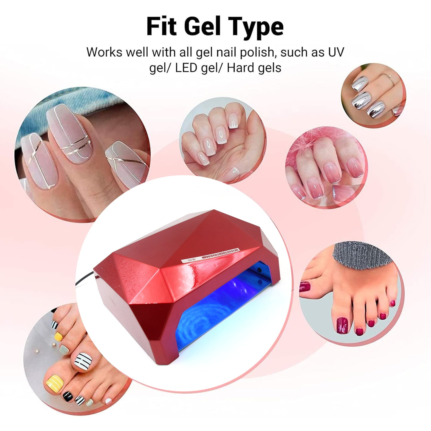 36Wled Nail Dryer Curing Nail Polish Uv Gel Diamond Shaped Nail Dryers (1 Pc)