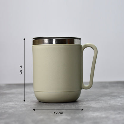 Ganesh Premium Stainless Steel Coffee Mug With Heat Resistant Mug Lid. Approx 400Ml Mug.
