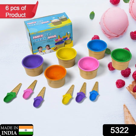 Ice-Cream Waffle Spoon Bowel Cup Set  Premium Ice Cream Set  Ice-Cream Bowel With Spoon  6 Units Couple Bowl Set  Color Box
