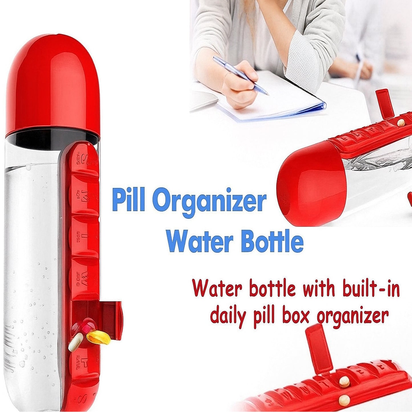 Waterbottle With Built-In 7-Day Pill Organizer Approx 900Ml (1 Pc)