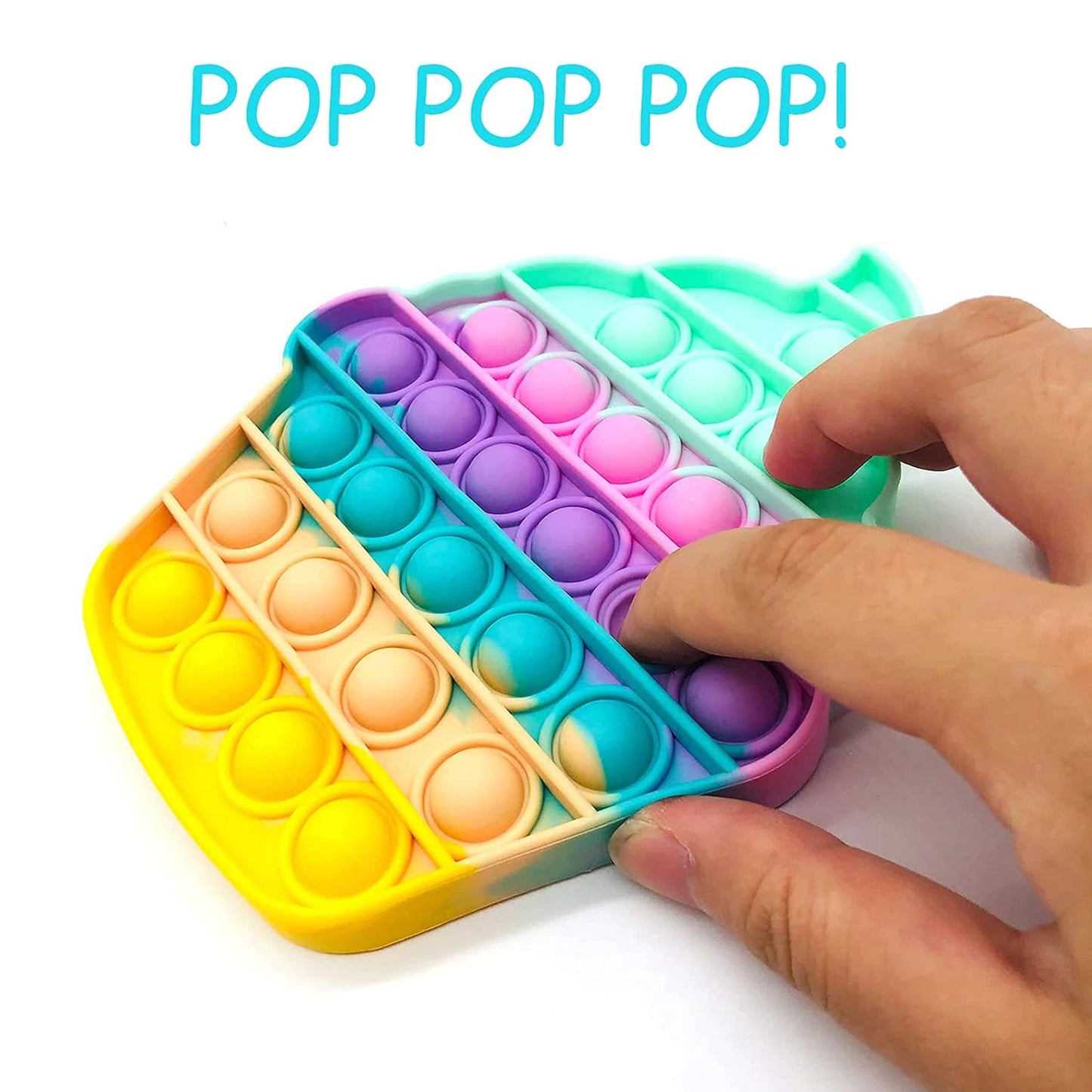 Ice Cream Softy- Fidget Popping Sounds Toy Bpa Free Silicone Push Bubbles Toy For Autism Stress Reliever Sensory Toy Pop It Toy