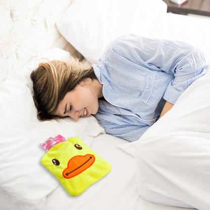 Yellow Duck Small Hot Water Bag With Cover For Pain Relief Neck Shoulder Pain And Hand Feet Warmer Menstrual Cramps.