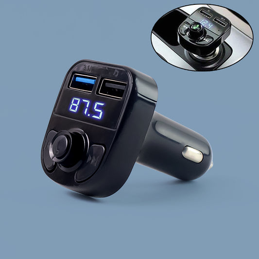 Car-X8 Bluetooth Fm Transmitter Kit For Hands-Free Call Receiver  Music Player  Call Receiver  Fast Mobile Charger Ports For All Smartphoneswith 3.1A Quick Charge Dual Usb Car Charger
