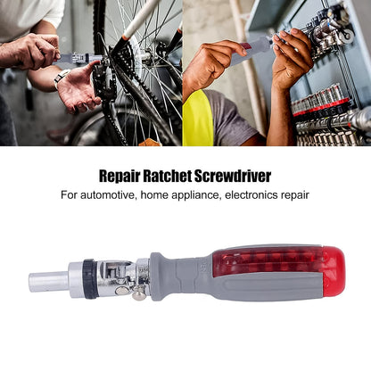 Multibits Ratchet Screwdriver Set Adjustable Angle Two-Way Ratcheting Screwdriver (1 Set)