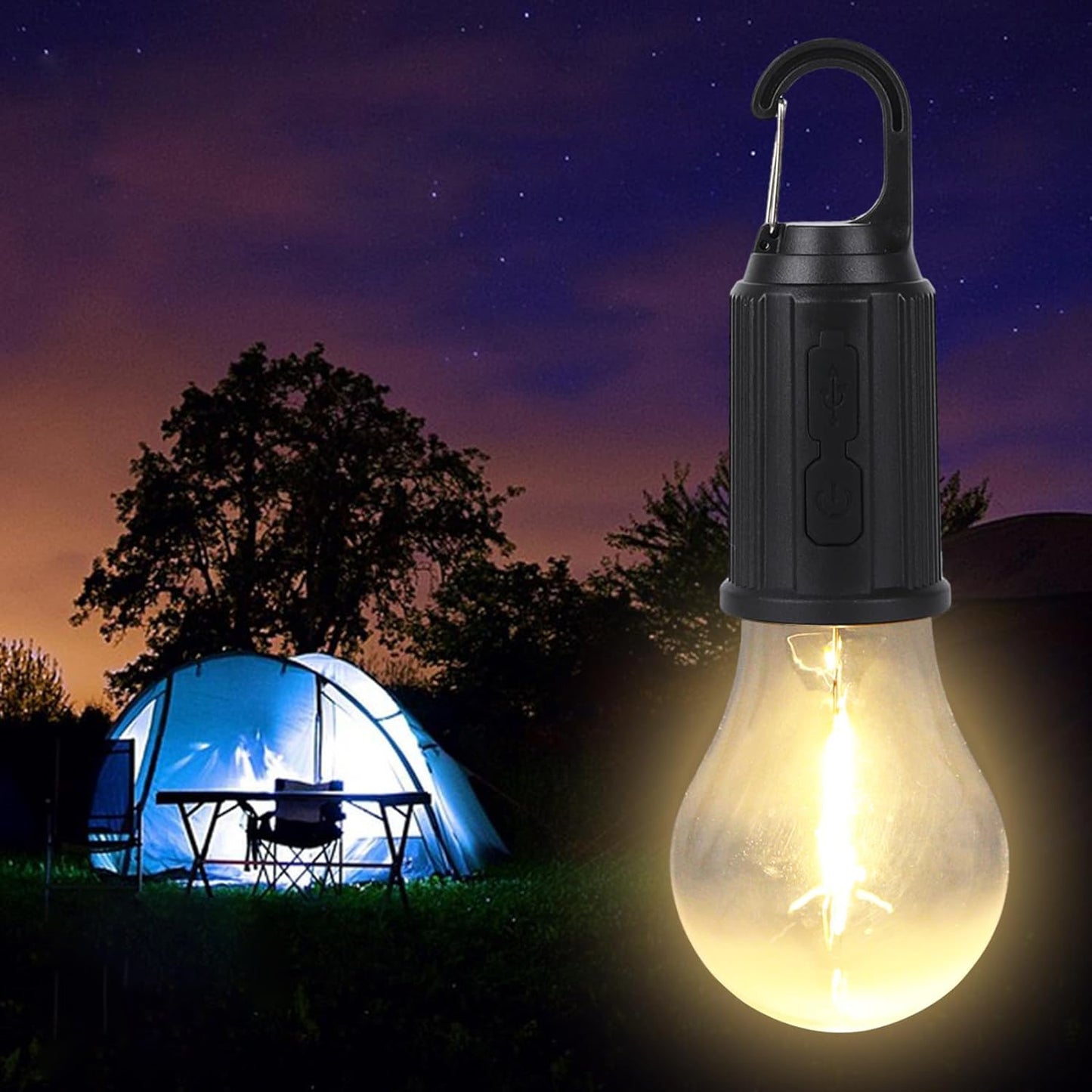 Rechargeable Camping Lights For Tents Led Camping Tent Lantern 3 Lighting Modes Tent Lamp Portable Emergency Camping Lights With Clip Hook For Camping Hiking Fishing Backpacking (1 Pc)