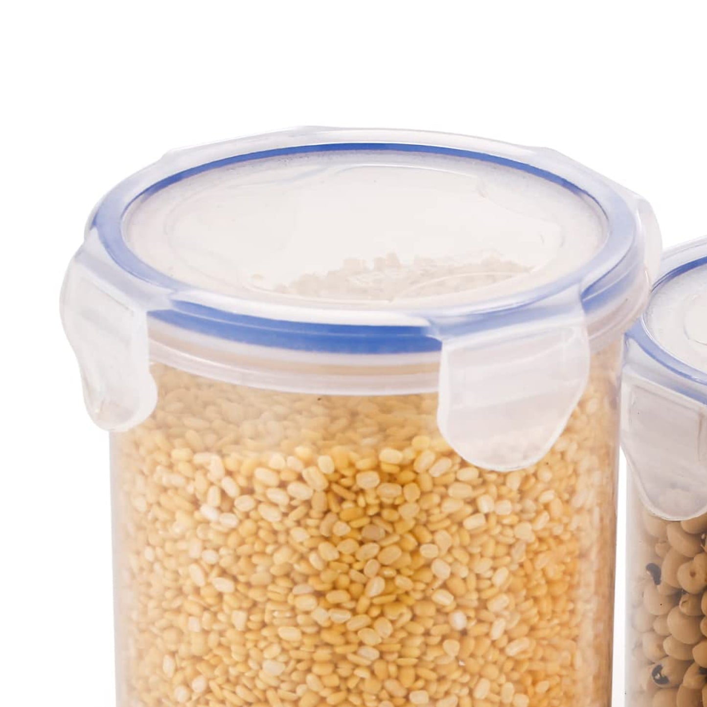 Round Plastic Airtight Food Storage Containers With Leak Proof Locking Lid Storage Container Set Of 3( Approx Capacity 500Ml1000Ml1500Ml Transparent) - 3 Pc Set