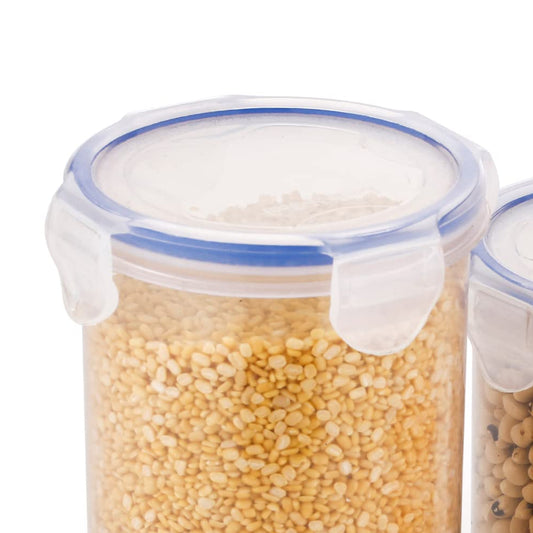 Round Plastic Airtight Food Storage Containers With Leak Proof Locking Lid Storage Container Set Of 3( Approx Capacity 500Ml1000Ml1500Ml Transparent) - 3 Pc Set