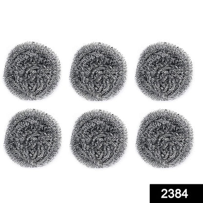Round Shape Stainless Steel Scrubber (Pack Of 6)