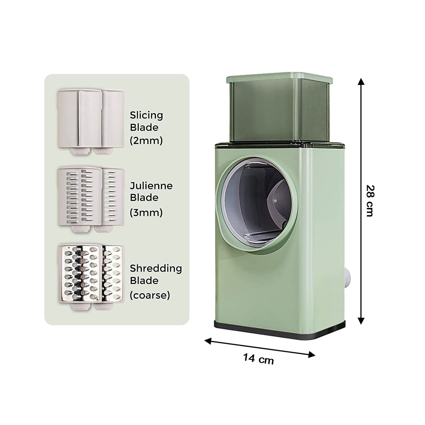 Vegetable Shredder Round Mandolin Slicer Grater Shredder Salad Maker - Large Feed Port - Suction Base - Cutter For Vegetable Fruit Cookie.