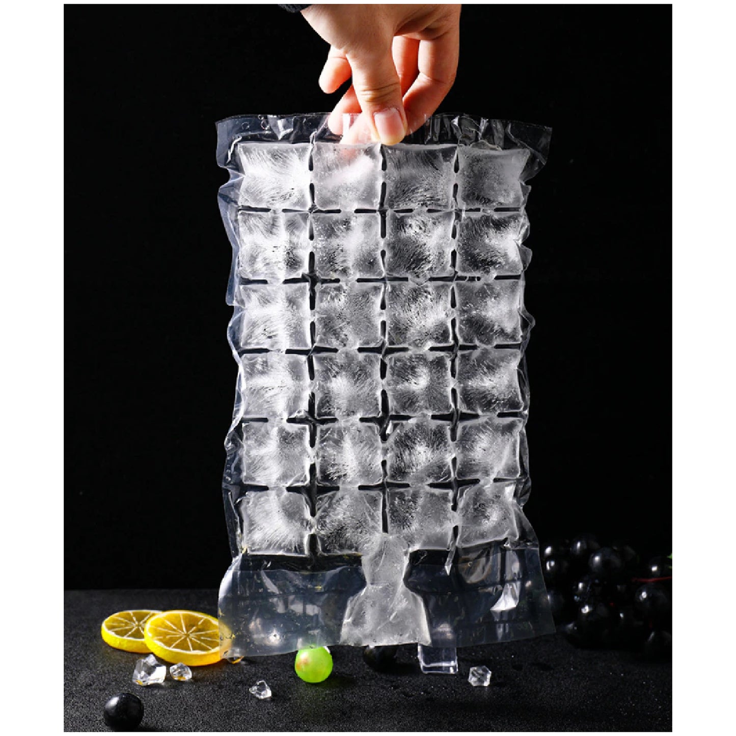 Disposable Ice Cube Bags Stackable Easy Release Ice Cube Mold Trays Self-Seal Freezing Makercold Ice Pack Cooler Bag For Cocktail Food Wine