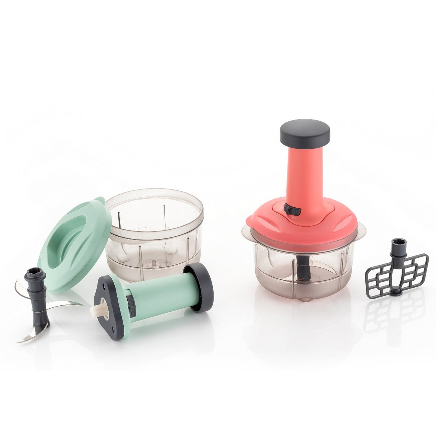 2In1 Push Chopper 800Ml Stainless Steel Blade Quick  Powerful Manual Hand Held Food Chopper To Chop  Cut Fruits Vegetables Herbs Onions For Salsa Salad