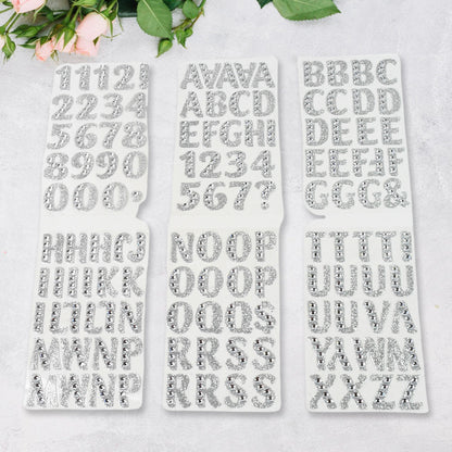 Silver Gem Letter  Numbers Stickers 1 Inch Letters 130 Count (Pack Of 6 Sheets)